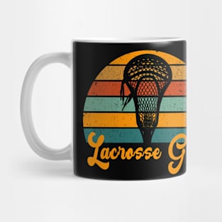 Vintage Lacrosse Girl Retro Sunset Mug